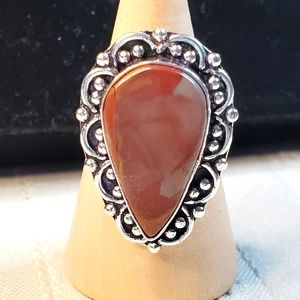 NEW Jasper natural stone Ring Size 5 1/2.   .925 overlay